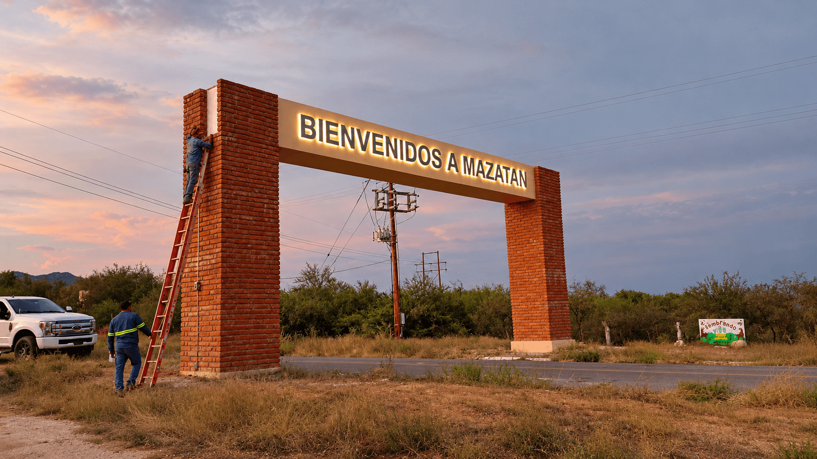 CONCLUYEN TRABAJOS DE ILUMINACIÓN EN LA ENTRADA SUR DEL MUNICIPIO